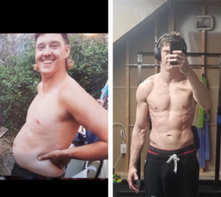Before and after transformation photos of client Rick C